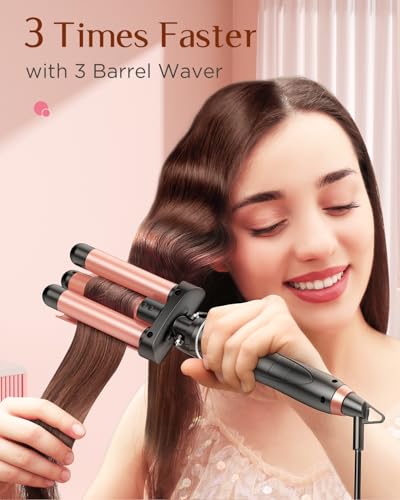 Kinked 5 in 1 Wand Curling Iron-Kinked Curling Wand Set with Flat Iron Hair Straightener, 3 Barrels Hair Crimper, 3 Ceramic Curling Irons (0.35"-1.25"), MS-C233 の商品画像 1