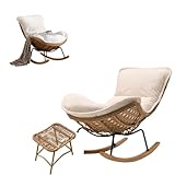 Profitez du confort et du style avec notre fauteuil à bascule en rotin naturel. Fabriqué en rotin tissé à la main avec un dossier creux unique en forme de diamant, il offre une excellente respirabilité et supporte jusqu'à 150 kg. Le cadre en métal noir robuste associé à des culbuteurs en bois massif assure la durabilité, tandis que l'angle de bascule scientifiquement conçu de 15 ° offre une expérience de relaxation parfaite.