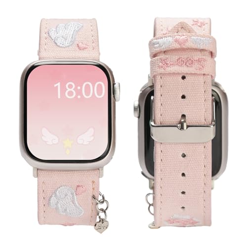 GeekShare Watch Band for Apple Watch Series 1-9 SE 42/44/45mm case,Adjustable Replacement Oxford Watch Strap Compatible with Apple Watch for Women Men - Star Wings Series