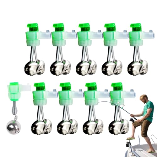 Fishing Rod Bells - 10X Bite Alarm Bells,Fishing Bite Indicators, Double Alert Bell for All Kinds of Sea Rod, Tools Accessories