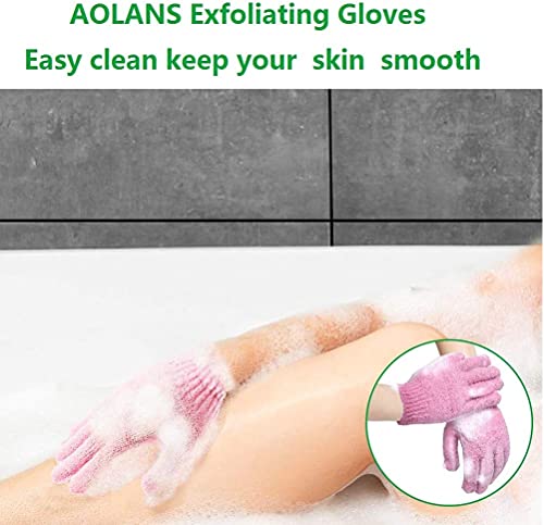 Exfoliating Gloves 10Pcs Bath Gloves 5 Pairs, Natural Mitts Gloves For Men And Women Use,Shower Gloves Body Spa Makes Skin Soft And Healthy (Aolans) #TOP1