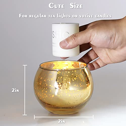 Ainfame 24Pcs Gold Votive Candle Holders For Tealight, Mercury Glass Votives Set For Wedding Party Centerpiece Table Decorations #TOP1