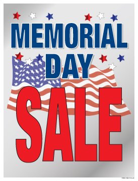 P15MRL 'Memorial Day Sale' Holiday Seasonal Vinyl Window Sale Sign Posters Retail Business Store...
