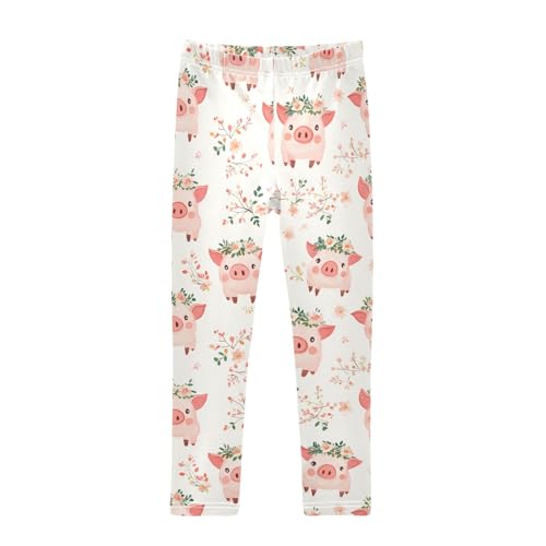 Cute Pigs Wreaths Girls' Leggings Toddler Doodles Kids Yoga Pants Dance Active Tights 4T