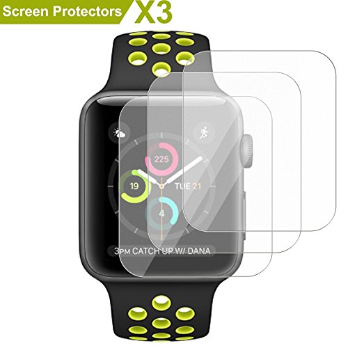 Apple Watch Screen Protector 42mm(Series 3/Series 2／Series 1),SMAPP Ultra Anti-Fingerprint Premium Screen Protector for Apple Watch 42 mm/Full Coverage/Explosion-Proof/Anti-Bubble (3-Pack)