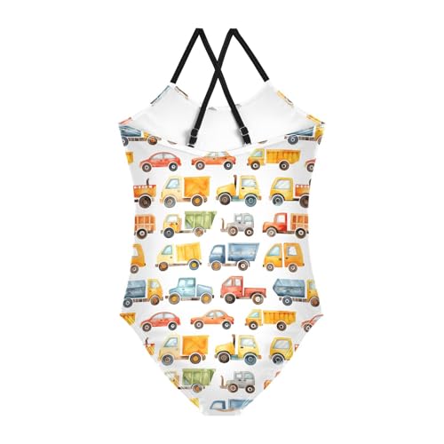 ALAZA Watercolor Car Girls Swimsuit Bathing Suit Beach Swimwear One Piece 3-10T2