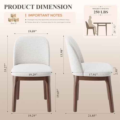 Image of MALOL Wooden Dining Chairs Set of 6, Upholstered Kitchen & Dining Room Chairs with Thickened Wooden Legs, Farmhouse Side Chairs, Beige