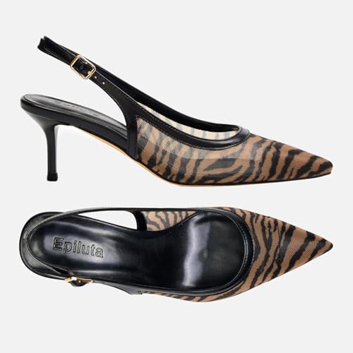 Image of Mesh Kitten Heels for Women Slingback Design with Pointed Toe Breathable and Stylish Elegant Low Heel for Comfort