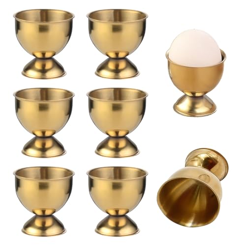 Jilskl 8 Pezzi Portauova in Acciaio Inossidabile, Porta Uova da Tavolo, Set Portauovo per Uova Sode, Ideale per Colazione, Feste di Famiglia e Uova Cotte (Dorato)