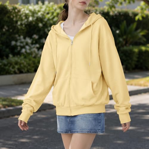 Image of GIVON Basic Lightweight Zip-Up Hoodie Long Sleeve Thin Jacket for Women with Plus Size