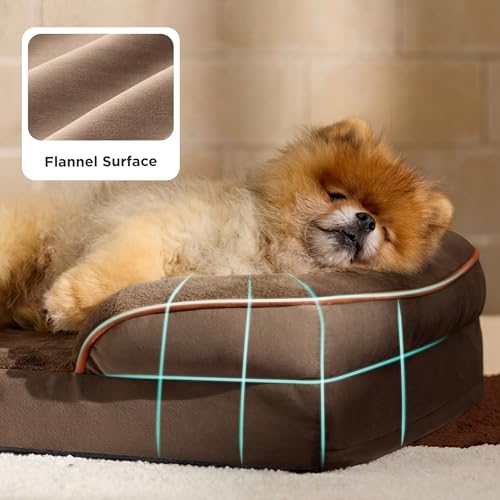 Image of Bedsure Orthopedic Dog Beds for Small Dogs - Washable Small Dog Cat Bed Waterproof, Comfort Pet Couch Sofa with Washable Removable Cover, Pets Bed with Nonskid Bottom, Brown, 24 inch