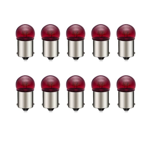 SOFOC 1156 P21W BA15S Bulb Red G18 12V 10W for Car/Motorcycle Tail Light Brake Lamp Rear Fog Light .etc Non-Polarity 10Pcs