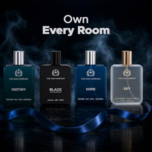 Image of The Man Company Premium Perfume Gift Set for Men (4 x 50ml) with Travel Pouch - Black, Hope, Destiny & Sky | Long-Lasting EDP & EDT Fragrances | Luxury Gift Set for Birthday, Anniversary & Valentine's Day