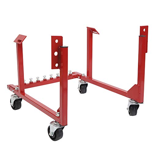 1000lbs Auto Engine Cradle Stand with Dolly Wheels Fits Chevy V8 Small Block and Big Block Steel Construction Built in Hardware Storage Easy Assembly