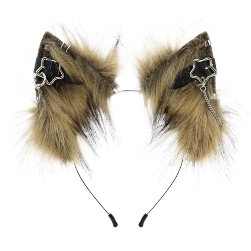 MANYU ZONES Cat Ears Headwear Metal Punk Animal Ears - Adjustable Fox Ears with Metal Frames Versatile Animal Ears Headband for Cosplay -Fox Ears & Wolf Ears Styles for Halloween Prom