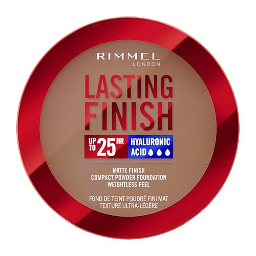 Rimmel Lasting Finish 25 HR Compact Foundation 012 Cinnamon, Matte Buildable Coverage, Powder-to-Cream