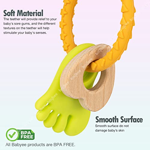 Image of Baybee Silicone Teether for Baby 6 to 12 Months | Textured Silicone Toy for Teething Relief | Non-Toxic Food Grade & BPA-Free Infant Chew Aid | Lightweight & Safe Teether for Babies | Oral Care Toy