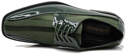 Image of BMY Men's Striped Satin Matching Patent Upper Oxfords Formal Dress Shoes