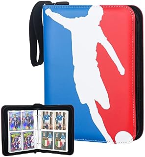 Foreverup Football Card Holder, 400 Pockets Trading Card Binder with Removable Sleeves, Football Cards Album Trading Card Album Folder with Zipper and Handle Strap for Trading Cards Game Cards