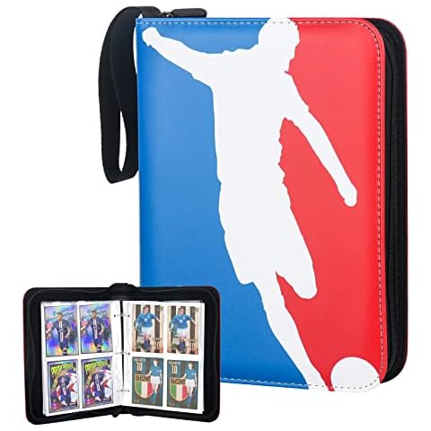 Foreverup Football Card Holder, 400 Pockets Trading Card Binder with Removable Sleeves, Football Cards Album Trading Card Album Folder with Zipper and Handle Strap for Trading Cards Game Cards Cover