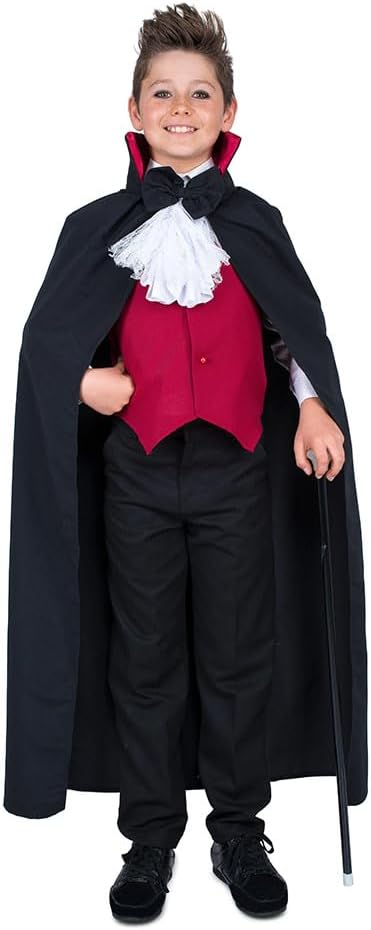 Mad ToysMad Toys Dracula Vampire Cape, Waistcoat and Necktie Spooky Theme Party Halloween Child Costumes, 11-12 Years