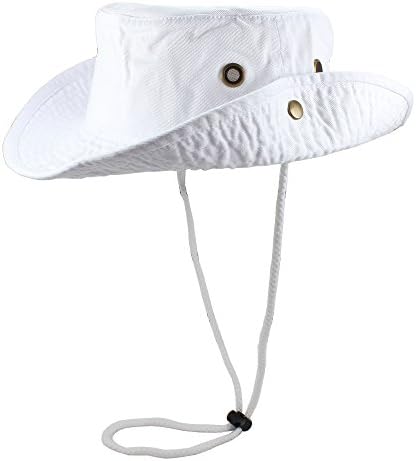 Gelante 100% Cotton Stone-Washed Adjustable Bucket Safari Booney Sun Hats 1910-White-L/XL