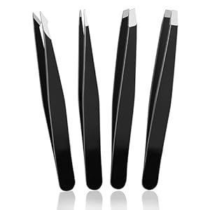 4-Pack Stainless Steel Tweezer Set for Facial Hair Removal and Splinter Removal