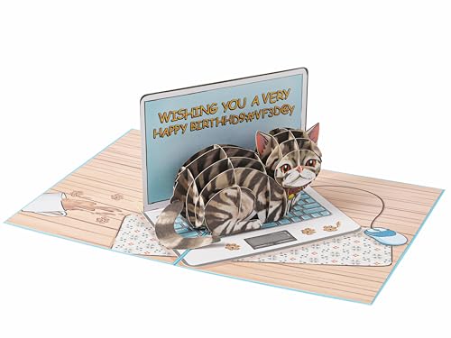 Liif 3D Cat Pop Up Birthday Card, Funny Cat Birthday Card for Cat Mom, Dad, with Message Note and Envelop (Cat Birthday) - Thumbnail 4