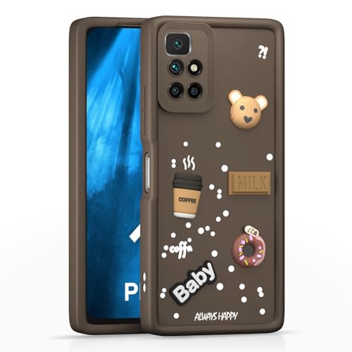 Image of Pikkme Back Cover for Redmi 10 Prime | Cute Fun Cartoon 3D Bear Silicone Full Body Protection Bumper Case (Brown)