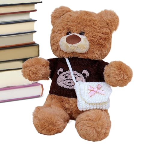 Oso de lujo con ropa, bonito oso peludo con ropa | Cojín para animales de peluche decorativos, juguete de fehip oso bonito cojín extraíble para un aniversario de una niña de San Valiversar