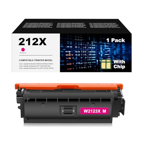 Image of (with Chip) Remanufactured Toner Cartridge 212X Replacement for HP 212 A 212X W2123X for Color LaserJet Enterprise M554, M555 Series, MFP M578 Series( Magenta 1 Pack)