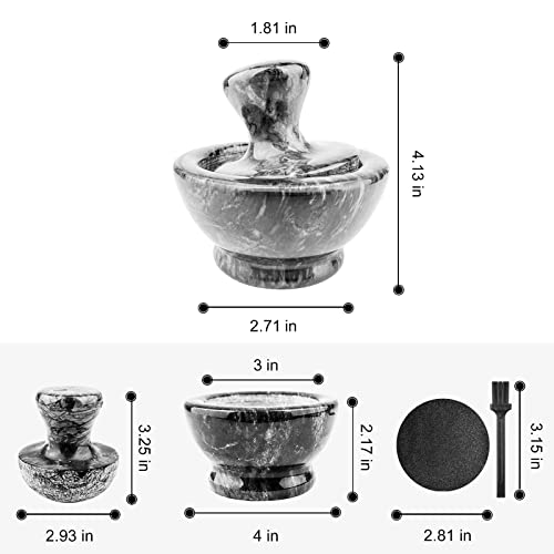 Mortar And Pestle Set, Marble Mortar And Mushroom Pestle,For Pills Herbs Spices,With Brush,Placemat,Crusher Set 4 Inch 1/2 Cup,Easy To Grip,Stone Grinder Gets A Fine Grind Easily #TOP2