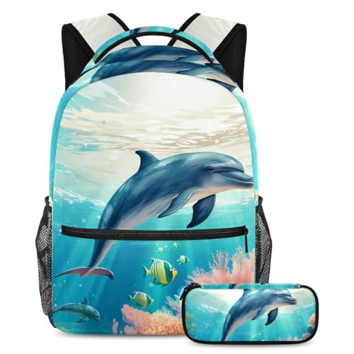 Cartable pour enfant grand format motif baleine pour ranger ses cahiers