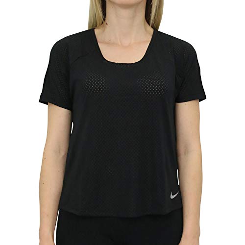 Nike Women Breathe Miler Running Top - Black/Reflective Silver, Small