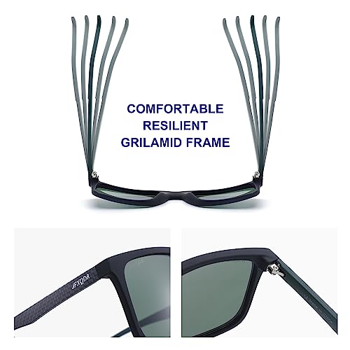 Image of Men's Polarized Sunglasses, Square Rubber Frame Carbon Fiber Temple Fishing Driving Sun Glasses UV Protection RFS8205