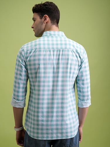 Image of Highlander Men's Slim Fit Checks Shirt | Full Sleeves | Regular Collar | Casual Shirts for Men