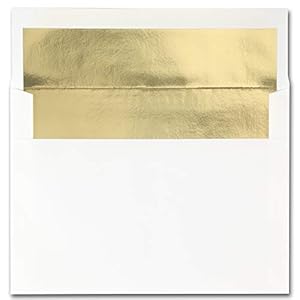 Fine Impressions 250-Count Gold Foil-Lined White Envelopes For Invitations/Announcements/Responses/Greeting Cards, Size…