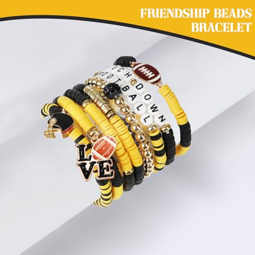 image for AKAIXI Game Day Football Bracelets for Women - Friendship Clay Beaded 