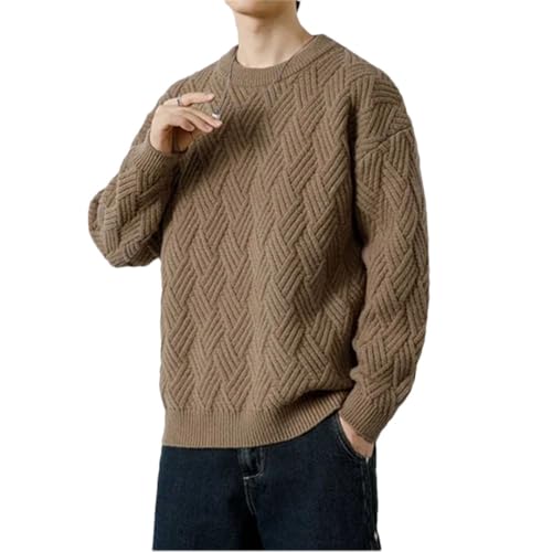 Men's Warm Pullovers Knitted Sweater Round Neck Vintage Harajuku Loose Solid Color Winter Sweaters Men Pullover