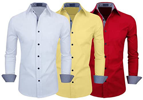 Image of Zombom Men's Combo Regular Fit Cotton Blend Full Sleeve Casual Shirts Pack of 3