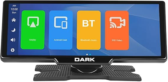 شاشة عرض مركبة داكنة مقاس 10.26 بوصة IPS Apple CarPlay وAndroid Auto/AirPlay، شاشة عرض مركبة مثبتة على طوربيد تعمل بنظام Android Cast مع كاميرا أمامية وخلفية (DK-VA-CMP1010)