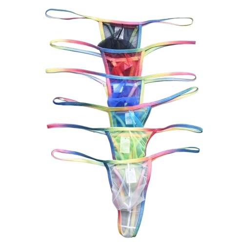 Men's See Through Mesh Thong Underwear Low Rise Sexy G-String Panties Bulge Pouch T-Back Thongs