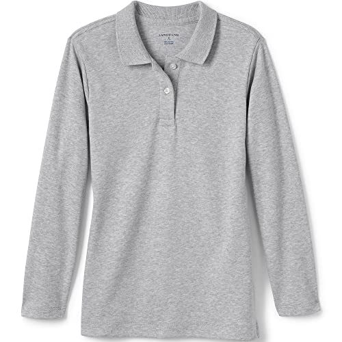 Image of Lands' End School Uniform Girls Long Sleeve Feminine Fit Interlock Polo Shirt