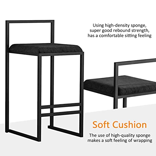 Set de 2 tabourets de bar en métal avec assise rembourrée confortable