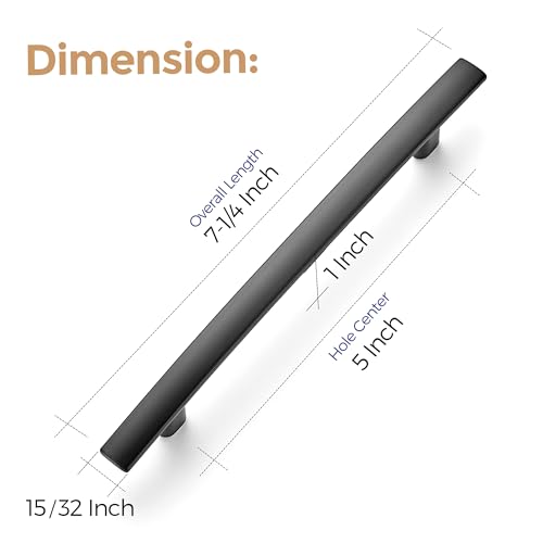Image of Ravinte 30 Pack Cabinet Handles Matte Black Cabinet Pulls Kitchen Cabinet Handles,Curved Drawer Pulls in 7-1 /4 Inch Length with 5 Inch Hole Center Arch Kitchen Cabinet Hardware