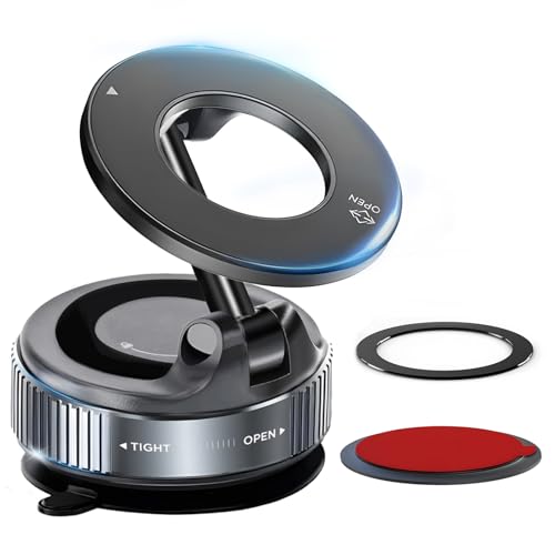 HA BIN Supporto Magnetico Cellulare Auto,Supporto Telefono Auto Ventosa, 360° Rotazione Pieghevole, Magnete Super Compatibile con tutti i telefoni, con iPhone 16 Pro-12 e Android