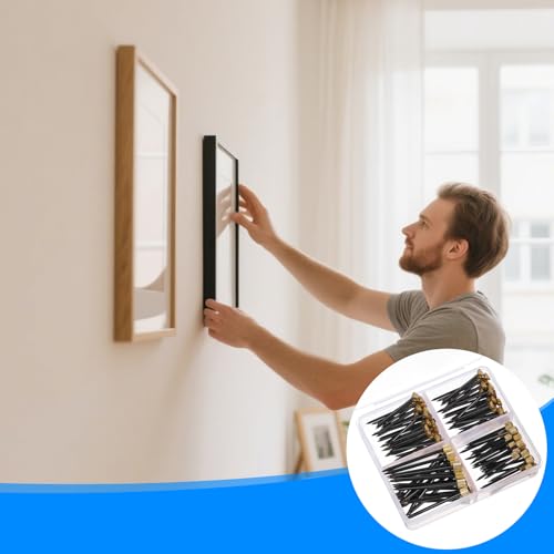 Image of 120 Pcs Picture Hanging Nails, 3 Styles Wall Decorative Nails for Hanging Pictures Picture Frame Hangers Nail Hardware Tool with Plastic Box for Claw Drywall Pictures Mirrors Painting Baskets