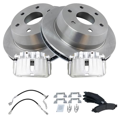 Image of TRQ Rear Brake Pad & Rotor Kit Semi-Metallic Compatible with 2002 GMC Sierra 1500