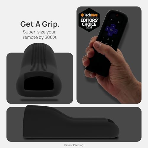 Image of GripStand by 73&Sunny Silicone Remote Cover for Roku Voice, Stand Up Design, Enhanced Grip, Compatible with TV Streaming Stick Plus 2025 4K /HD /HDR, Fits AirTag & Tile Mate, Ultra Black