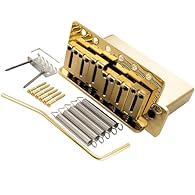 Fits Fender and Squier Strat style electric guitar with tremolo bridge system, 6-screw mounting model Total string spacing: 10.5x5=52.5mm (2-1/16 inch), mounting screw holes spacing: 10.5x5=52.5mm (2-1/16 inch) Full solid brass modern saddles, stainl...